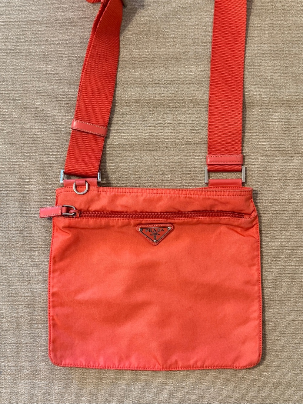 Prada Bright Orange Nylon Sling Bag for Men - Picture 1 of 10